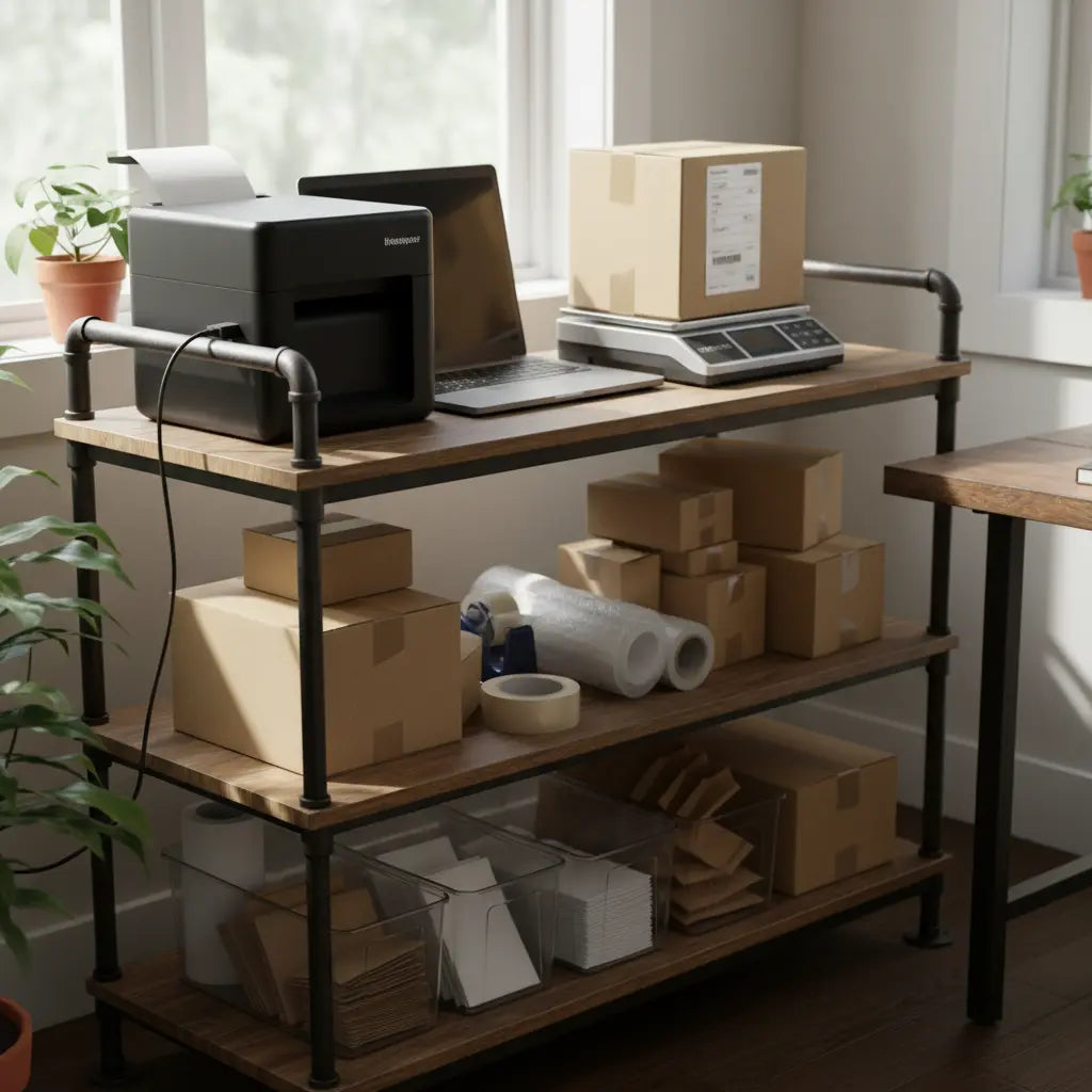 Small Business Shipping Station: Using Bakers Racks for Inventory Bestier