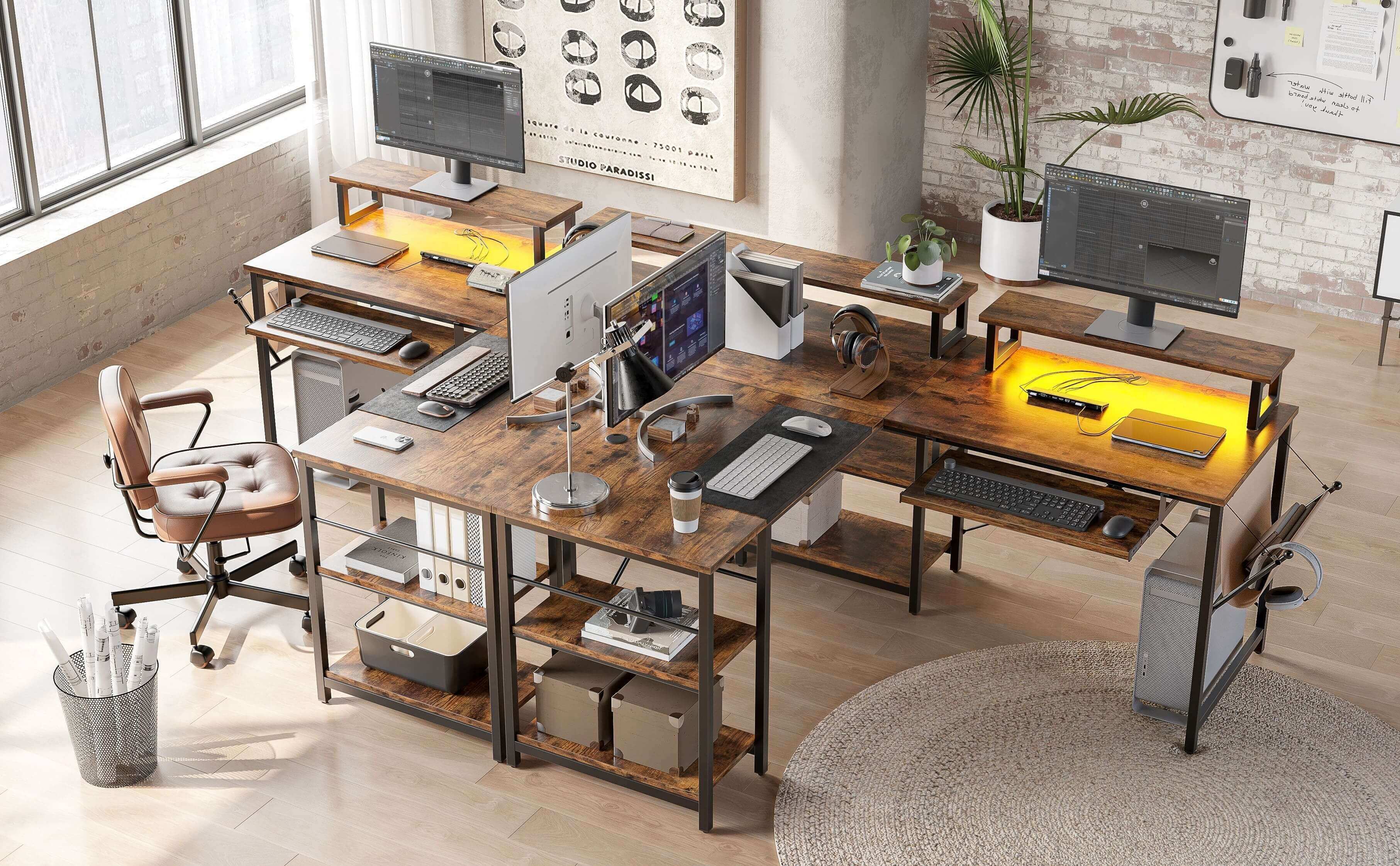 The Bestier L-Shaped-Desk in a room