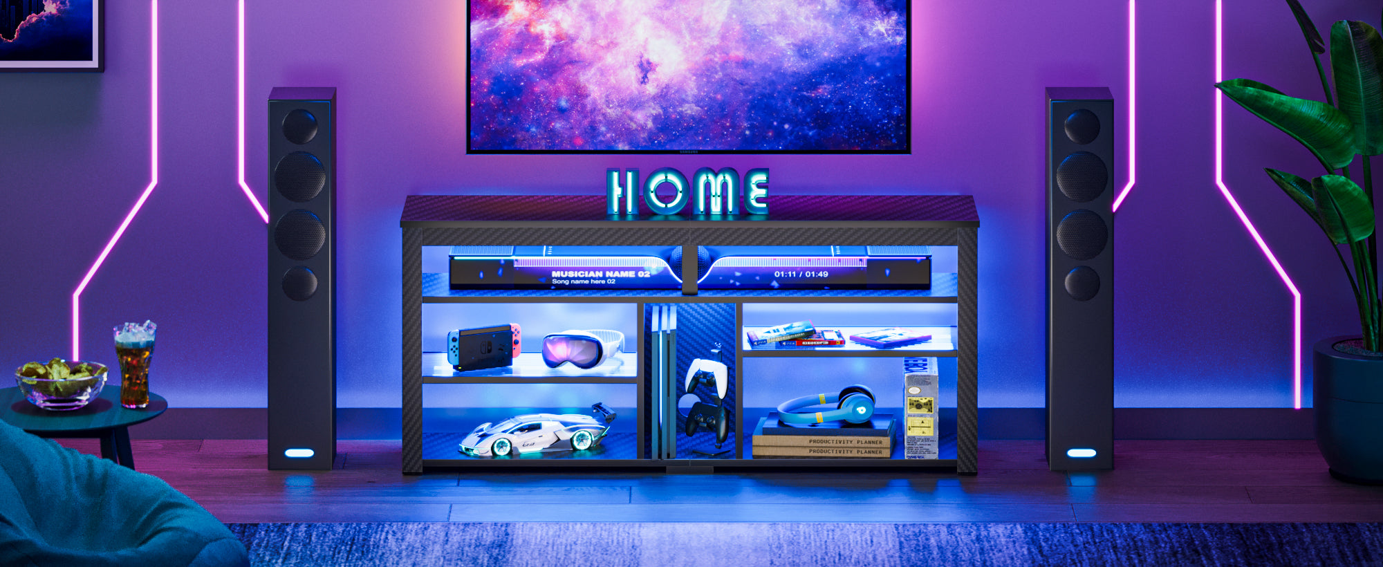 Bestier テレビ台 テレビボード LEDライト付 Amazon｜Bestier テレビ台 テレビボード 幅178cm TV台 55/65/70