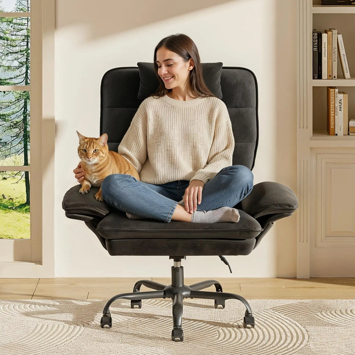 Bestier Big and Tall Executive Office Chair with Flip-Up Arms for Adults, Adjustable Height, Reclining Office Chair with Headrest & Side Pockets Bestier