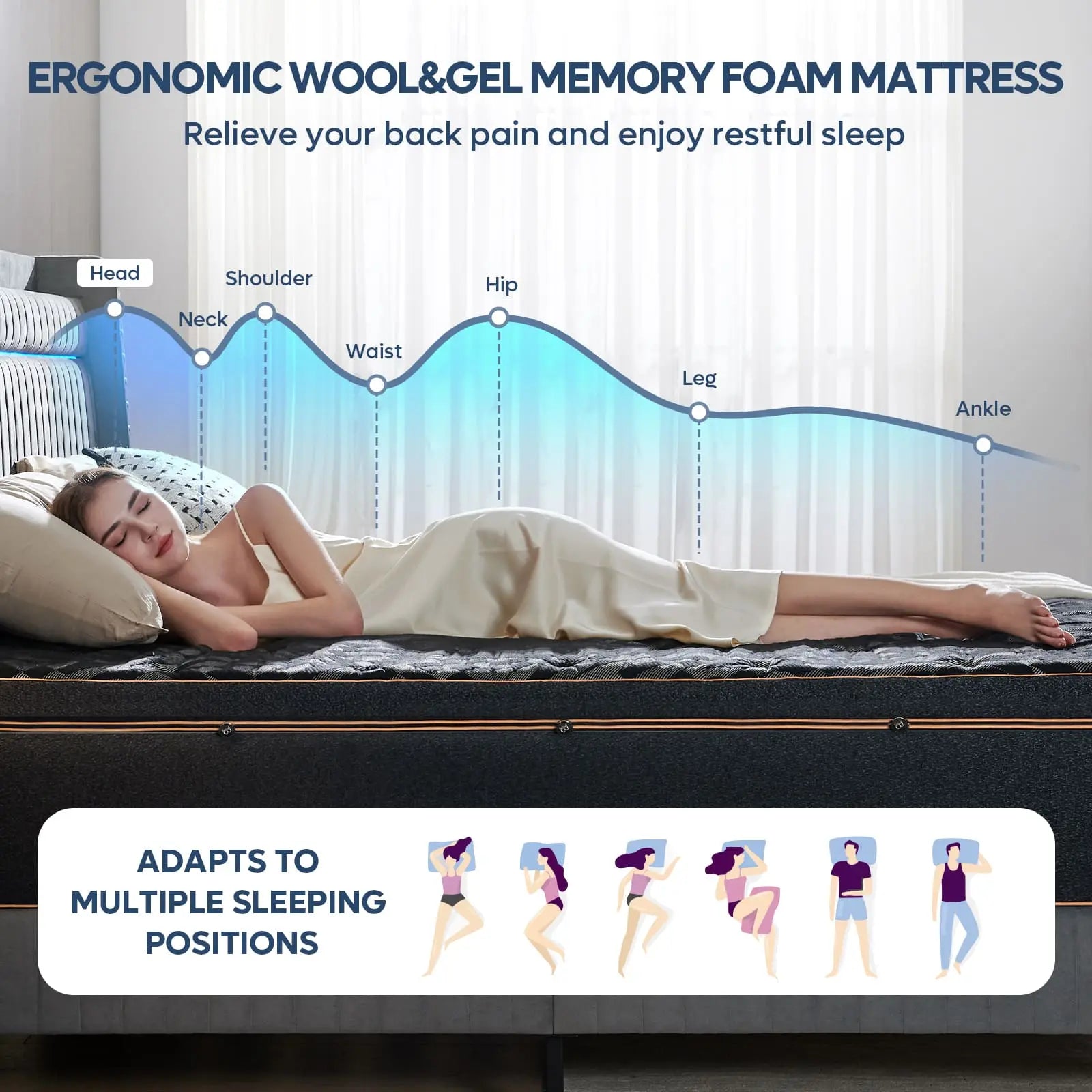 14 inch queen gel memory foam mattress Bestier