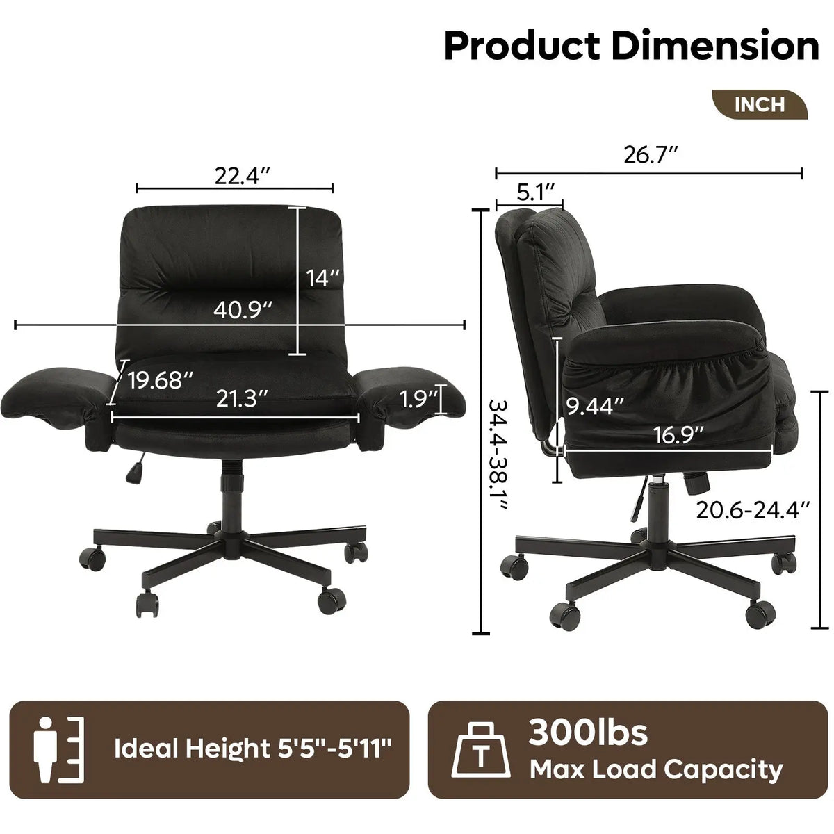 BESTIER Modern Criss Cross Ergonomic Office Desk Chair - 360° Swivel, 5-Position Reversible Flip-Up Arms, Rolling Wheels, Adjustable Backrest, Rock Function, 2 Side Pockets, 21.3”-40.9” Seat Width, Compact Space-Saving (Ergonomic Chairs), Criss Cross Chai Bestier