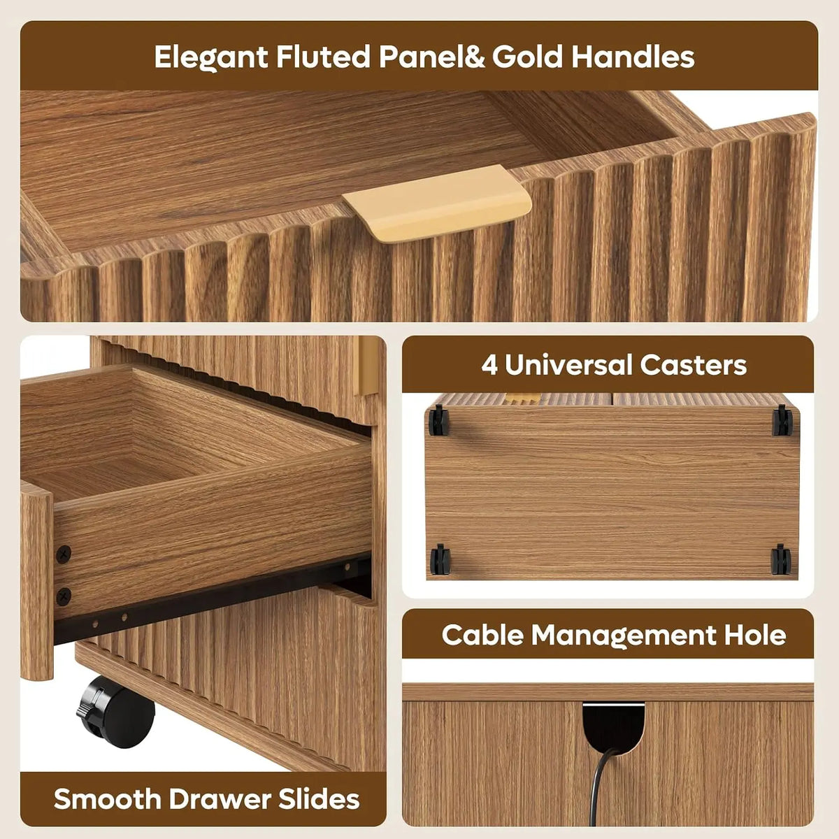 Bestier Office Storage Cabinet with 5 Drawers and Adjustable Shelf, Brown Commercial Office Furniture, Drawers + Shelves Bestier