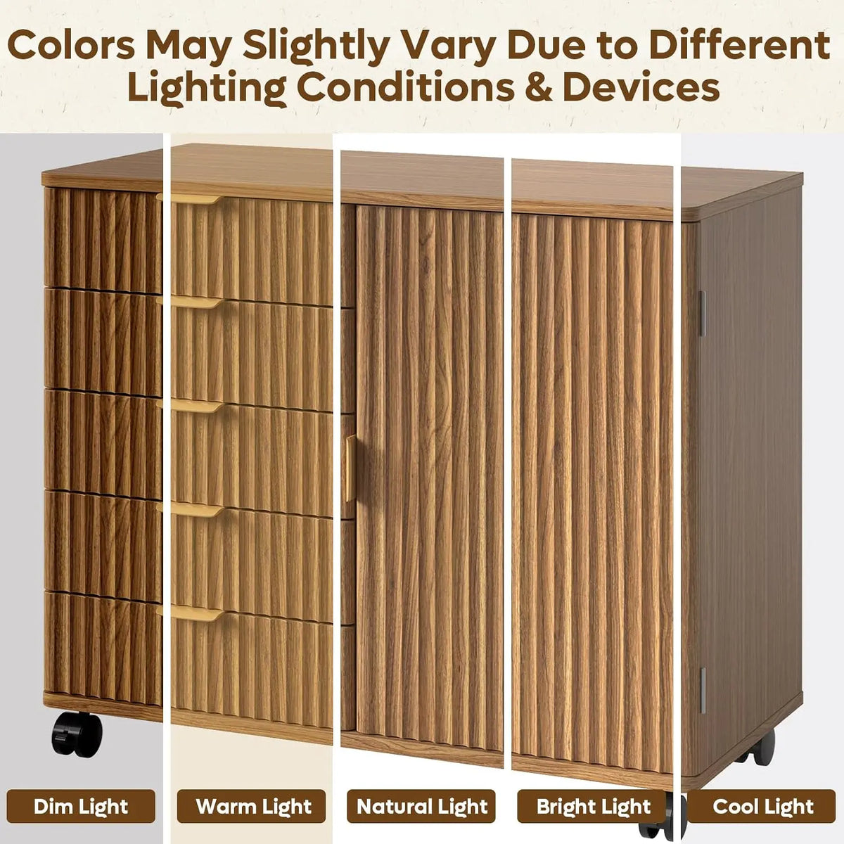 Bestier Office Storage Cabinet with 5 Drawers and Adjustable Shelf, Brown Commercial Office Furniture, Drawers + Shelves Bestier