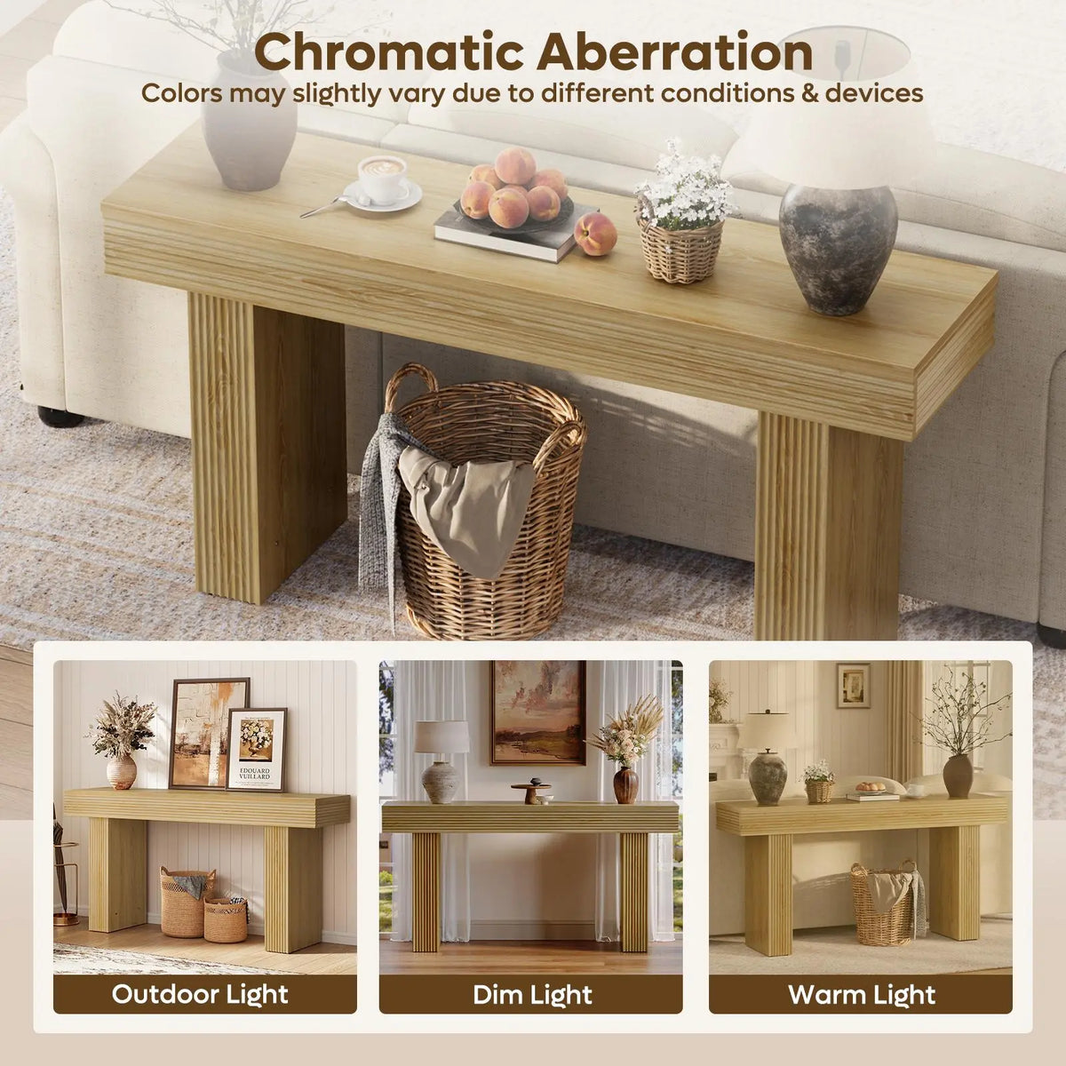 Bestier 63” Console Table, Wood Entryway Table for Living Room Hallway, Oak Bestier