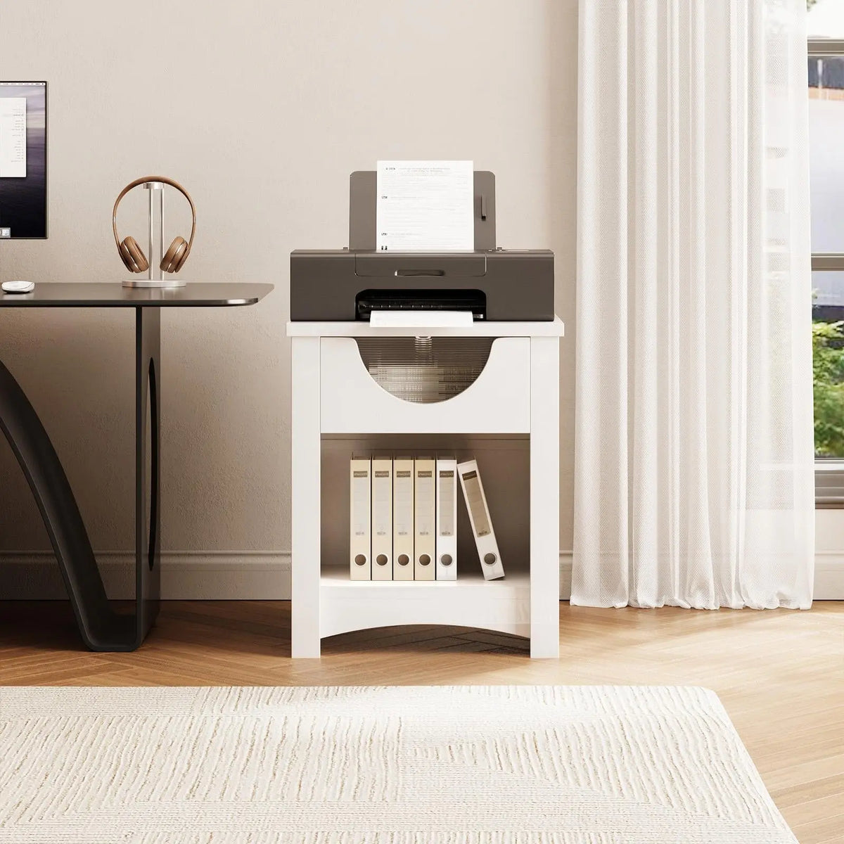 Bestier Nightstands Set of 2 with Charging Station, Modern LED End Table Bedside Table with Drawer for Bedroom, Living Room Bestier