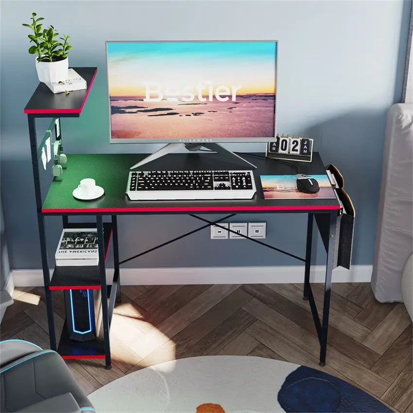 44’‘ Computer Desk with Bookshelf and Side Pocket - Bestier