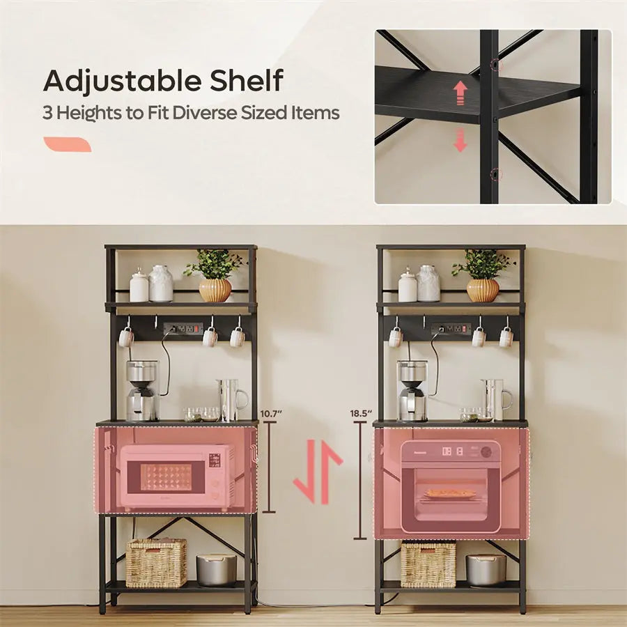 5 Tiers Kitchen Bakers Rack with Power Outlets - Bestier