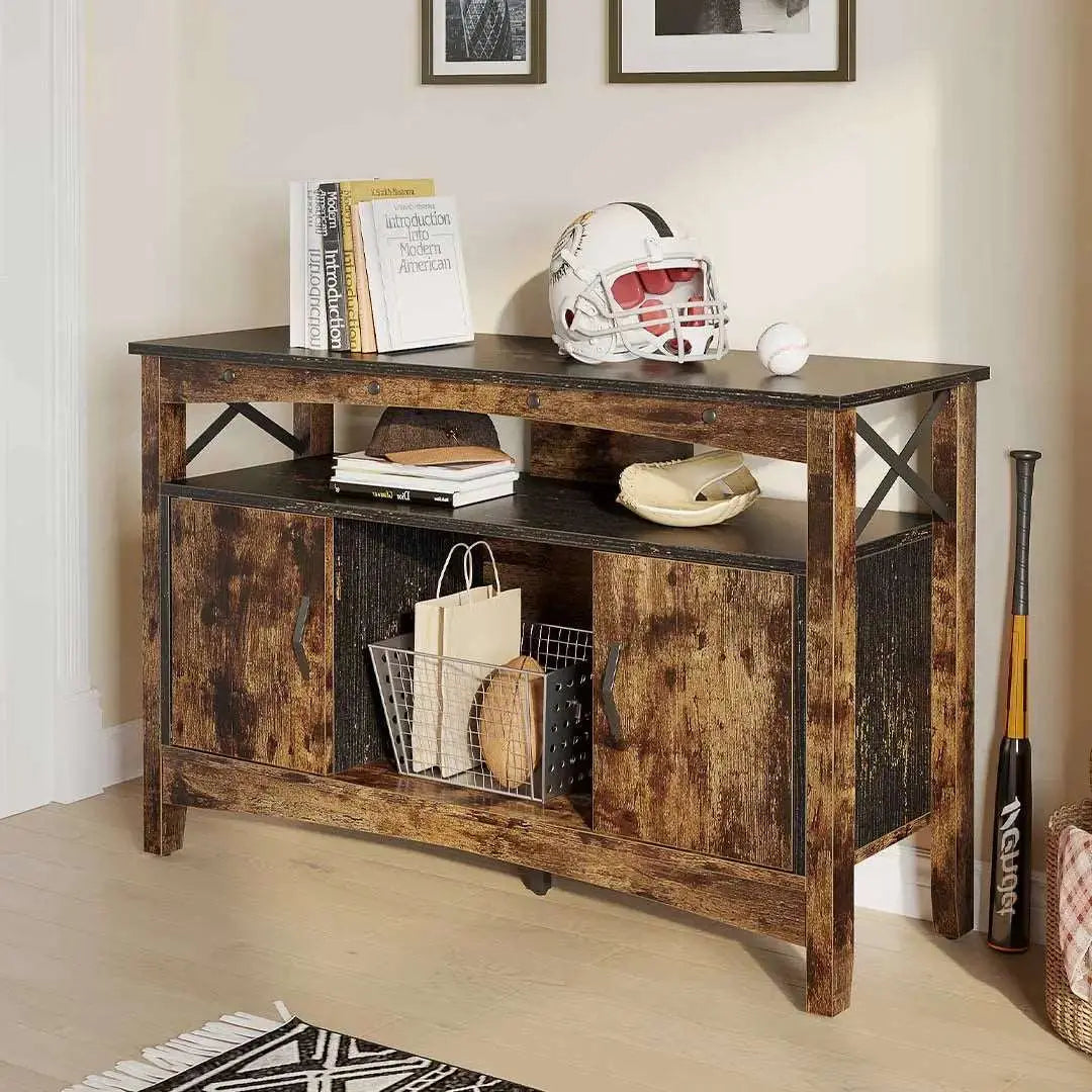 50'' Bar Cabinet of Grey Wash with Removable Wine Rack - Bestier