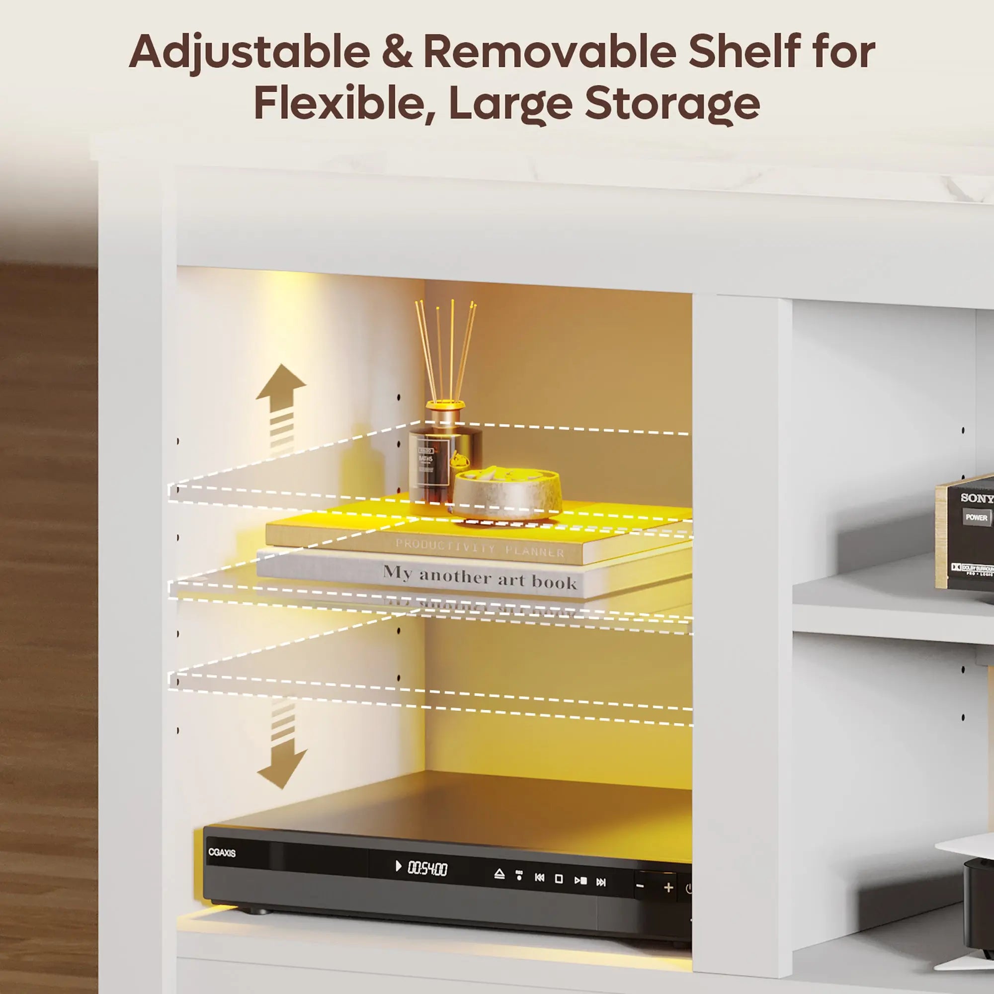 Bestier LED TV Stand for TVs up to 70", Entertainment Center with Storage Shelves Bestier