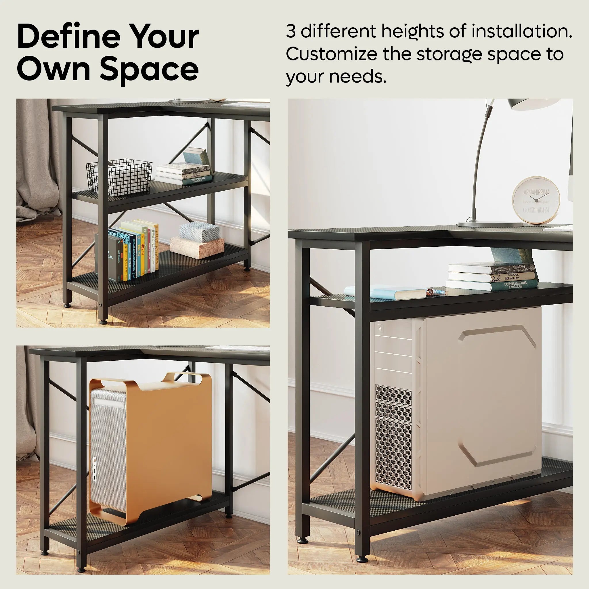 Bestier 47-inch Small L Shaped Desk with Storage Shelves Corner Gaming Computer Desk Bestier