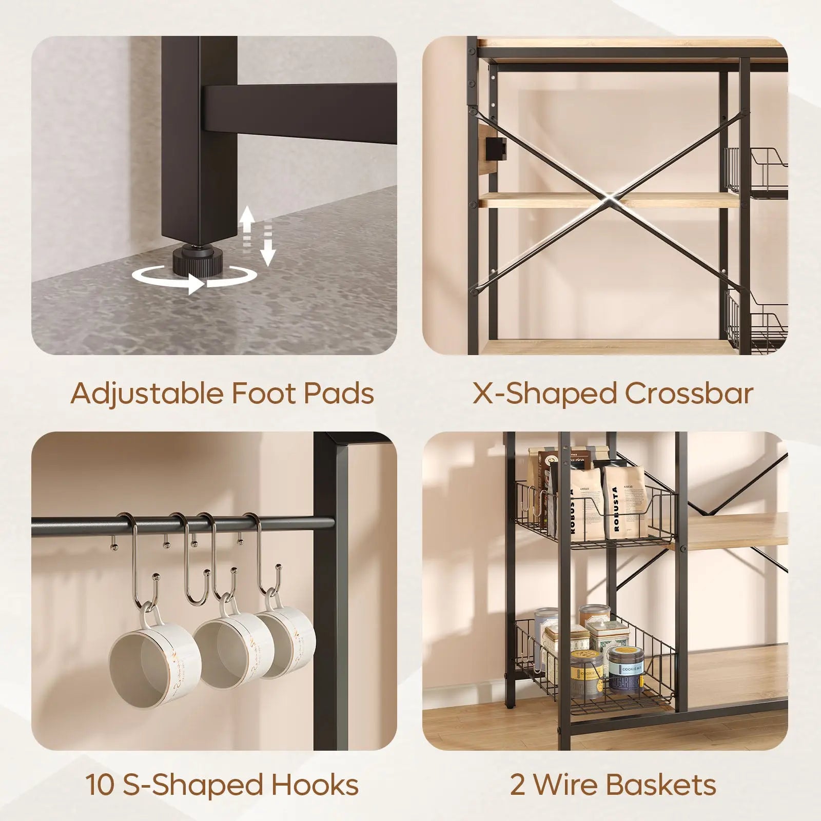 Bestier Bakers Rack with Power Outlet Bestier
