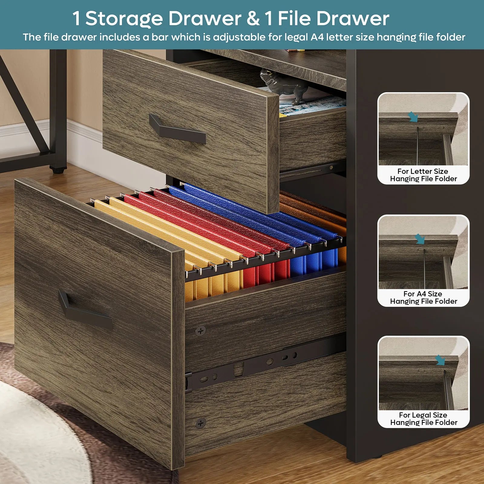 Bestier 56-inch L-Shaped Computer Desk with Drawers and Monitor Stand Bestier