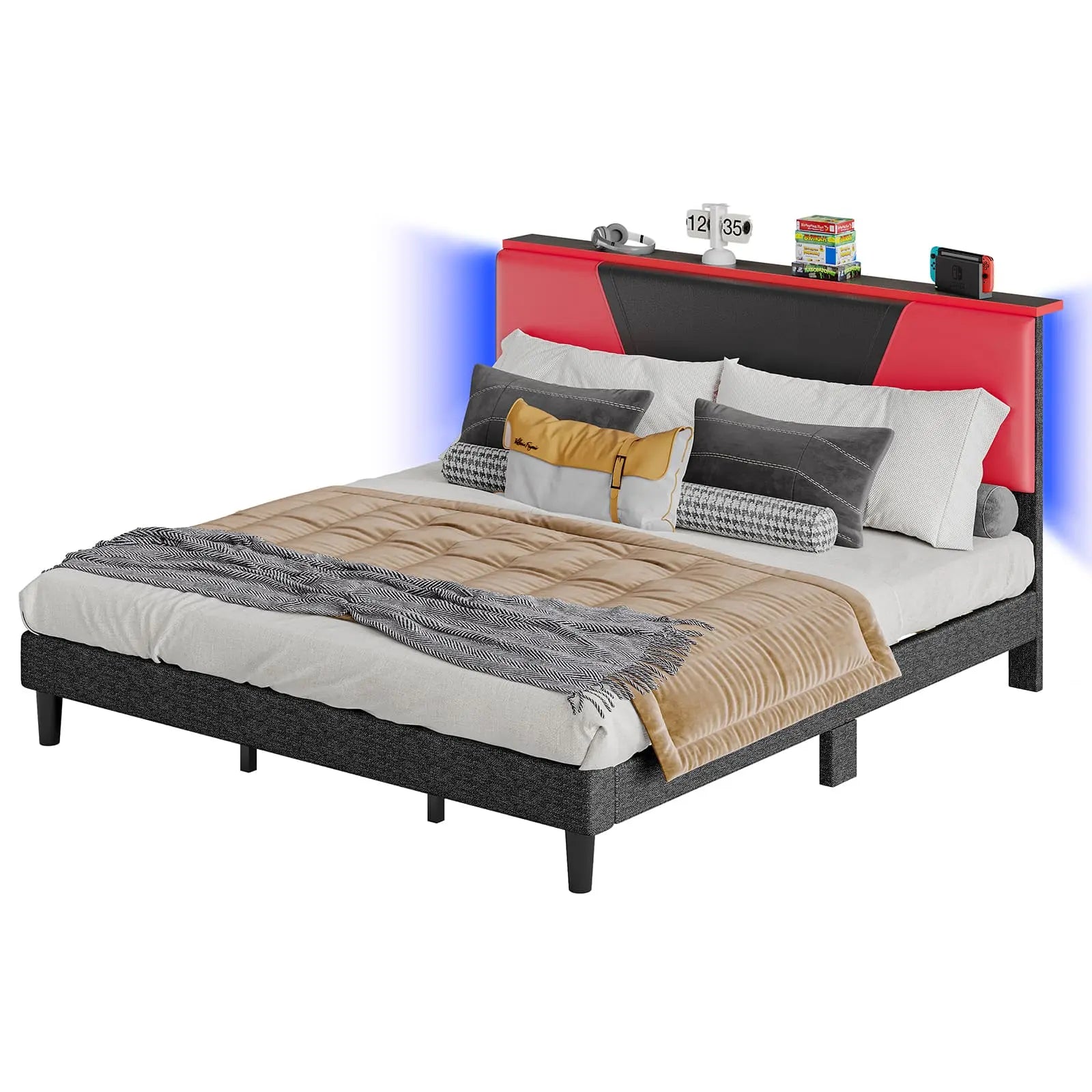 king size gaming style led bed frame Bestier