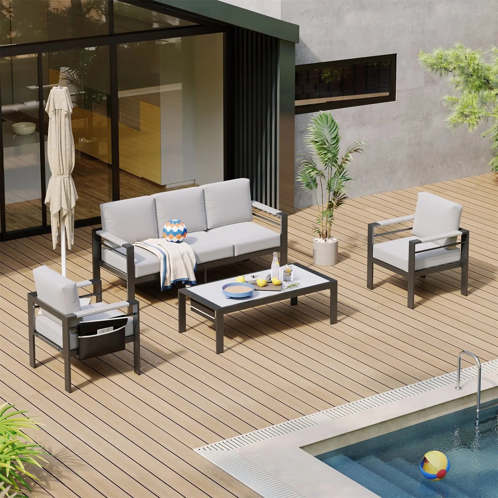 led aluminum patio side table Bestier