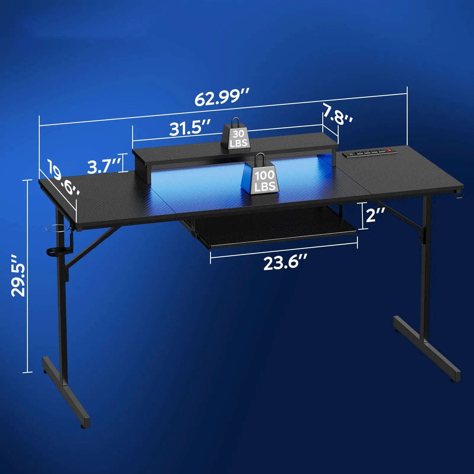 the size of this led gaming desk