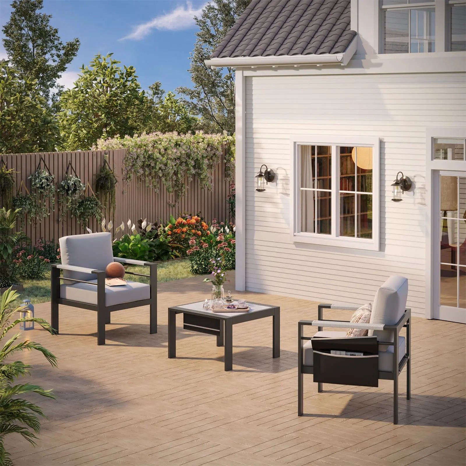 led aluminum patio side table Bestier