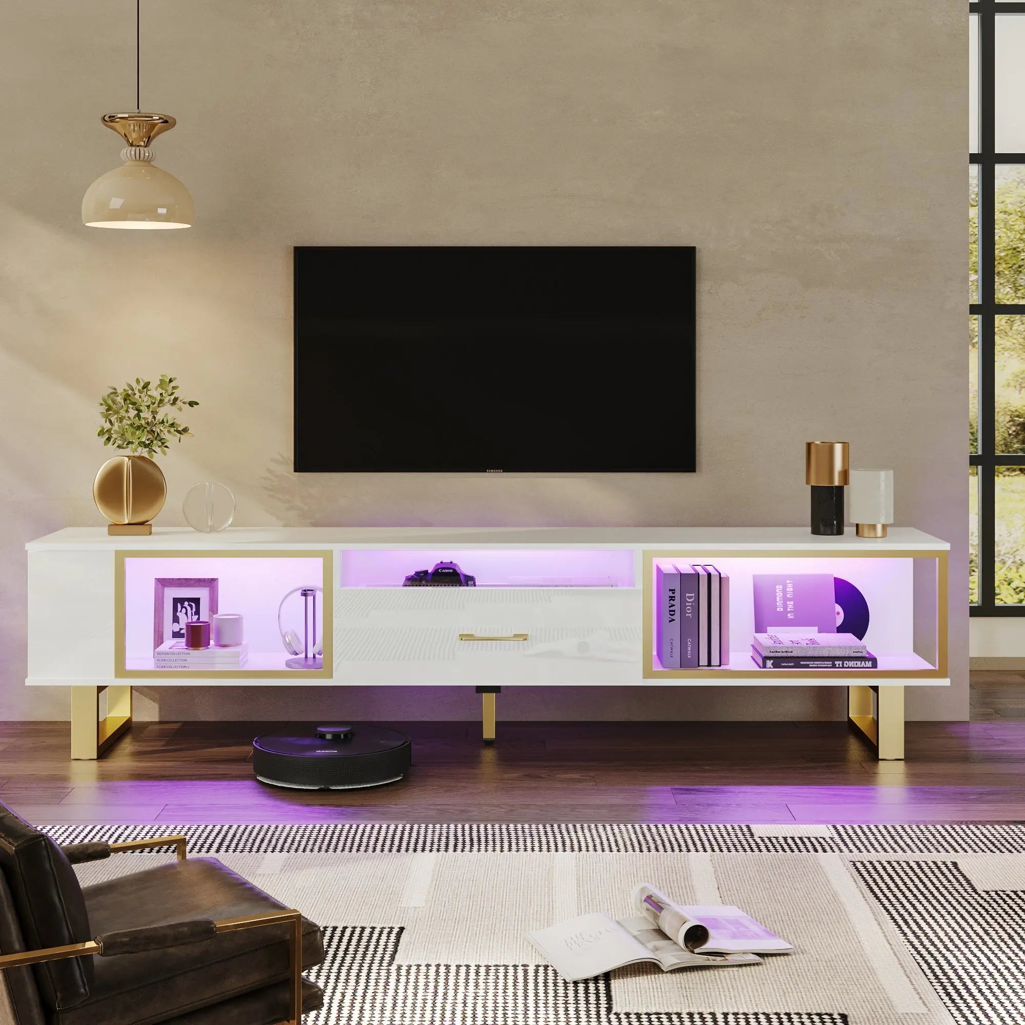 High Gloss Media Console of white