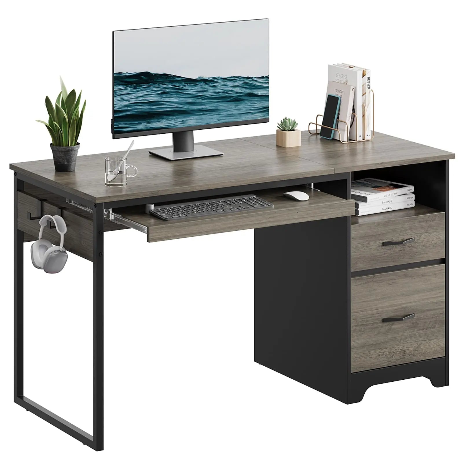 48 inch office computer desk with drawers Bestier