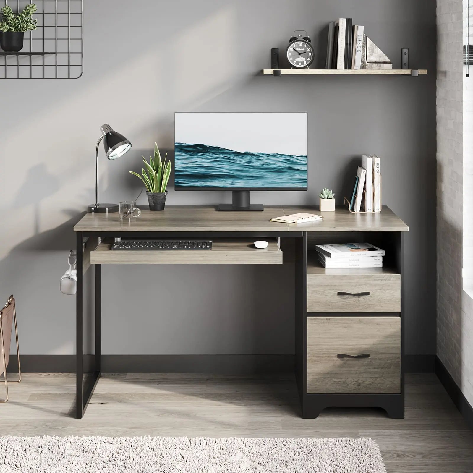 48 inch office computer desk with drawers Bestier