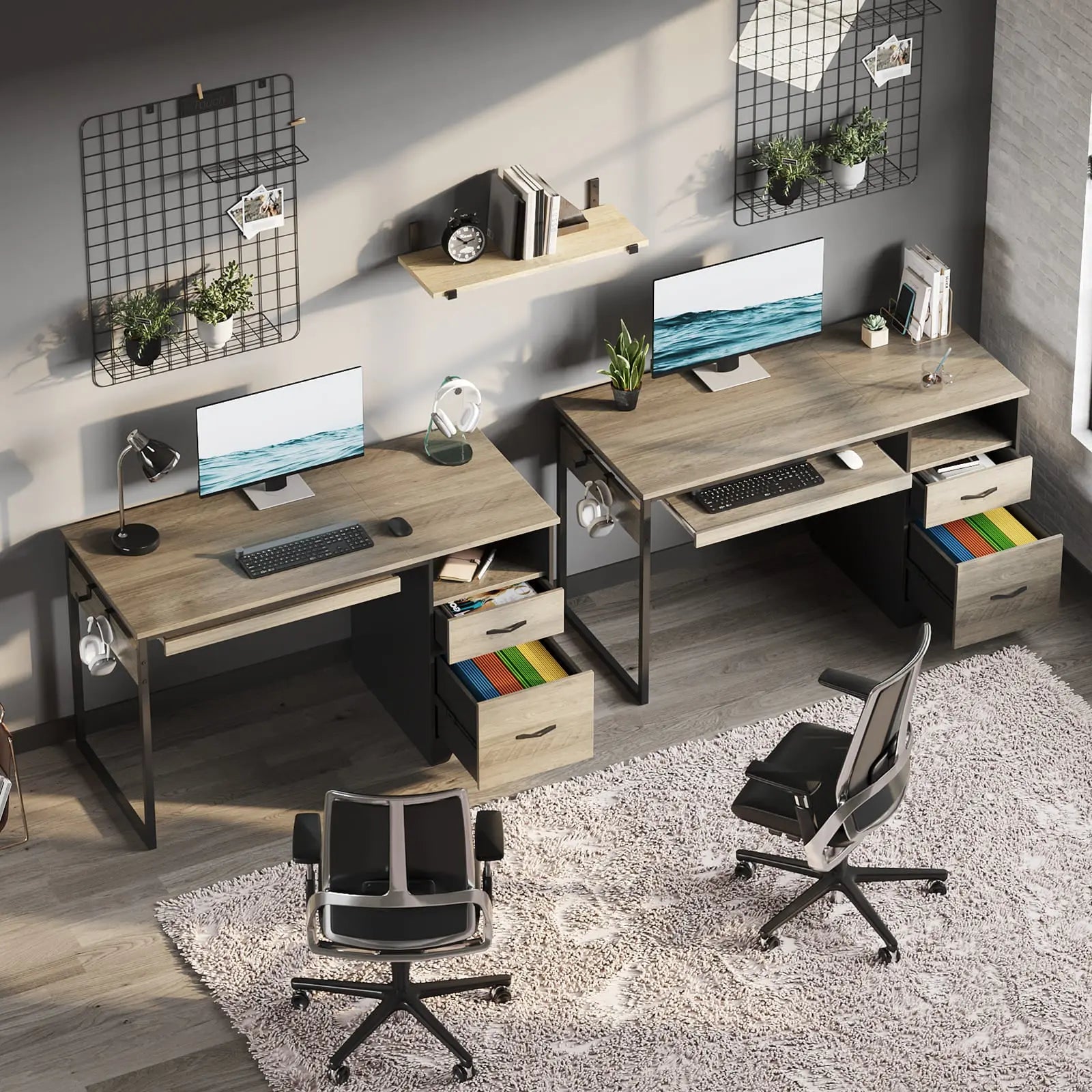 48 inch office computer desk with drawers Bestier