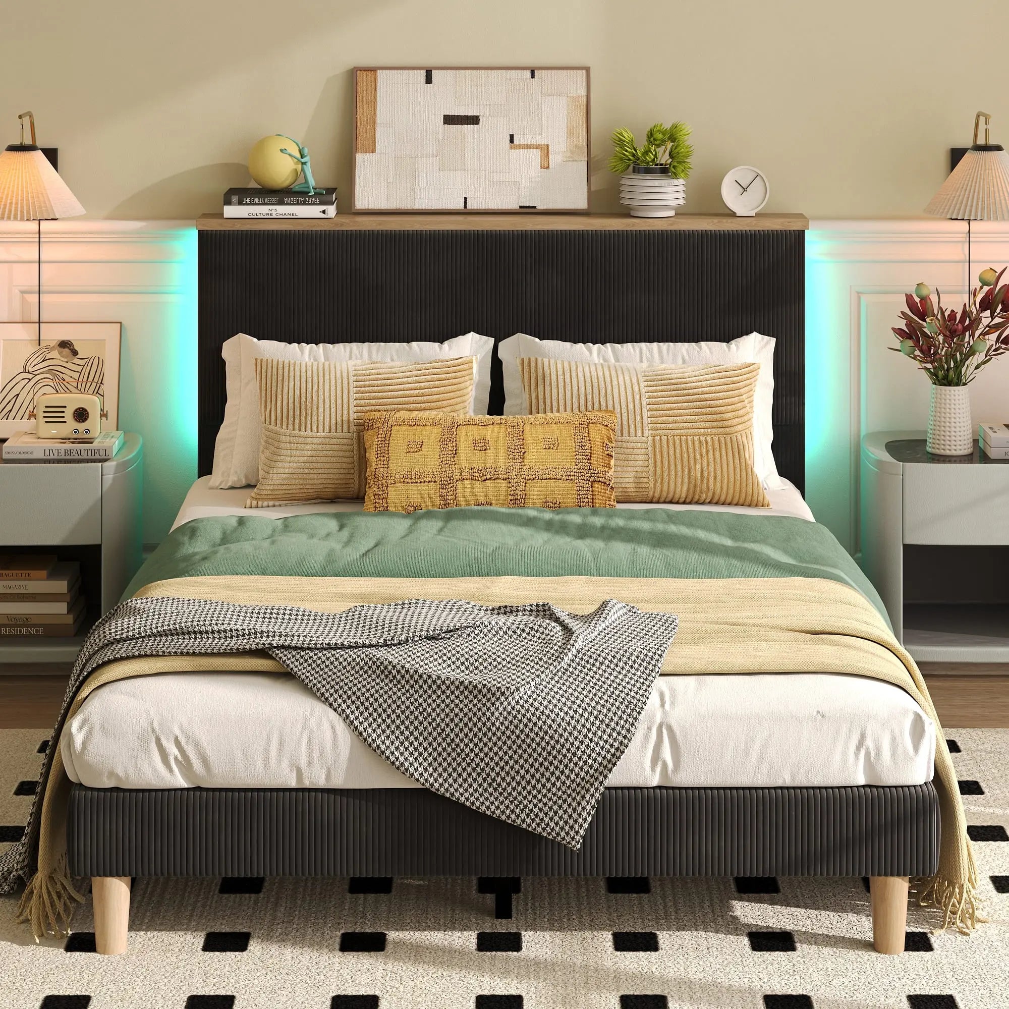 the black queen size bed frame with headboard