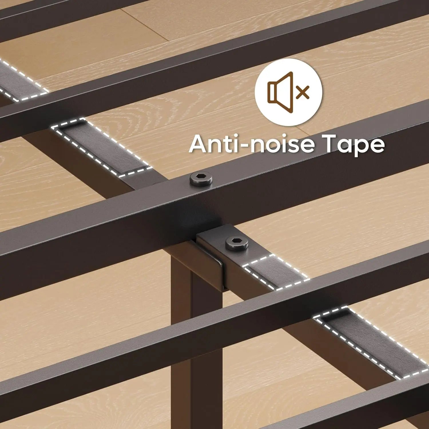Bestier Queen Size Bed frame is Anti-noise Tape