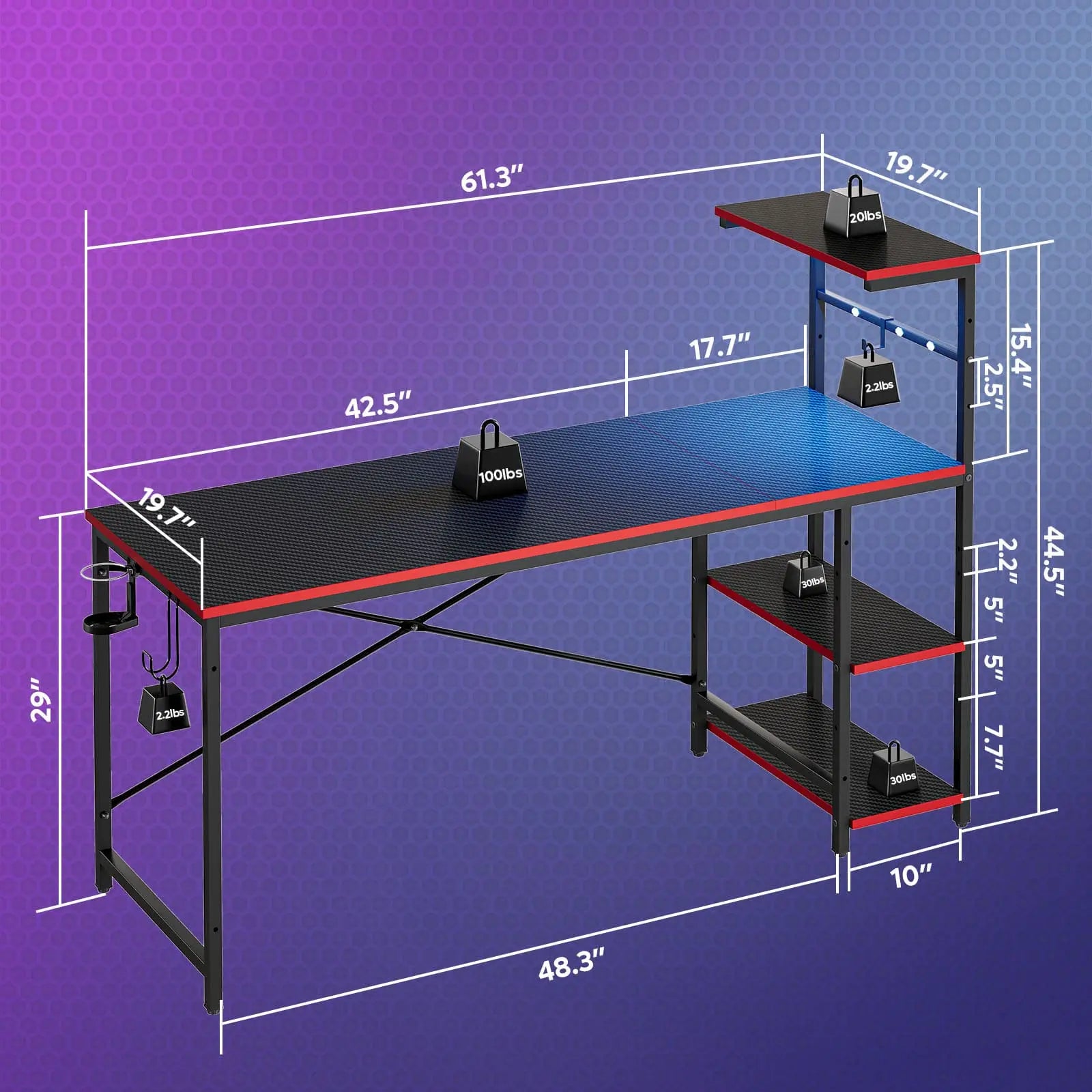 the size of this retangular gaming desk