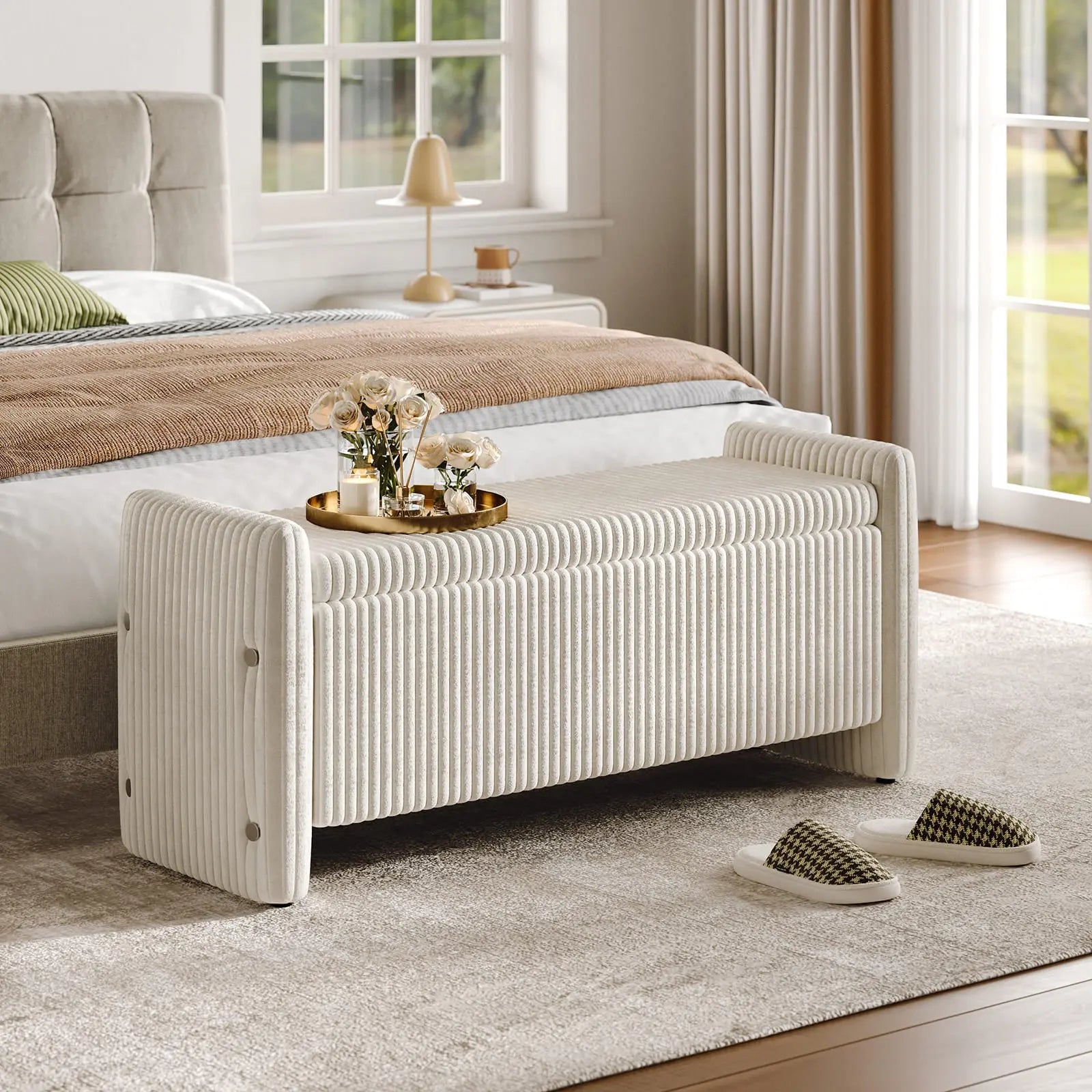 velvet ottoman storage bench Bestier