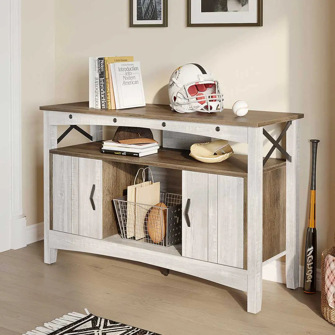 50'' Bar Cabinet of Grey Wash with Removable Wine Rack - Bestier