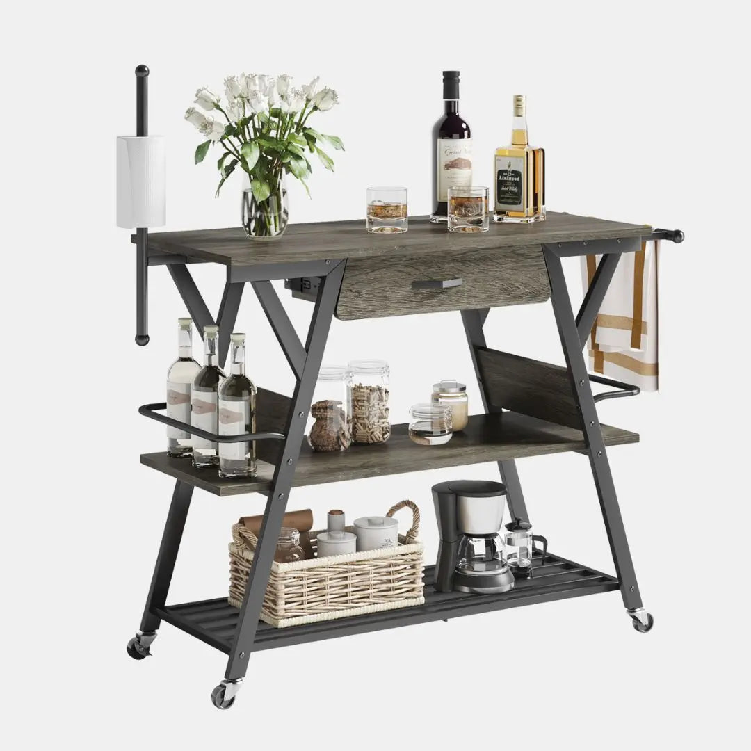 Coffee Bar Stand of Vintage Dark Grey