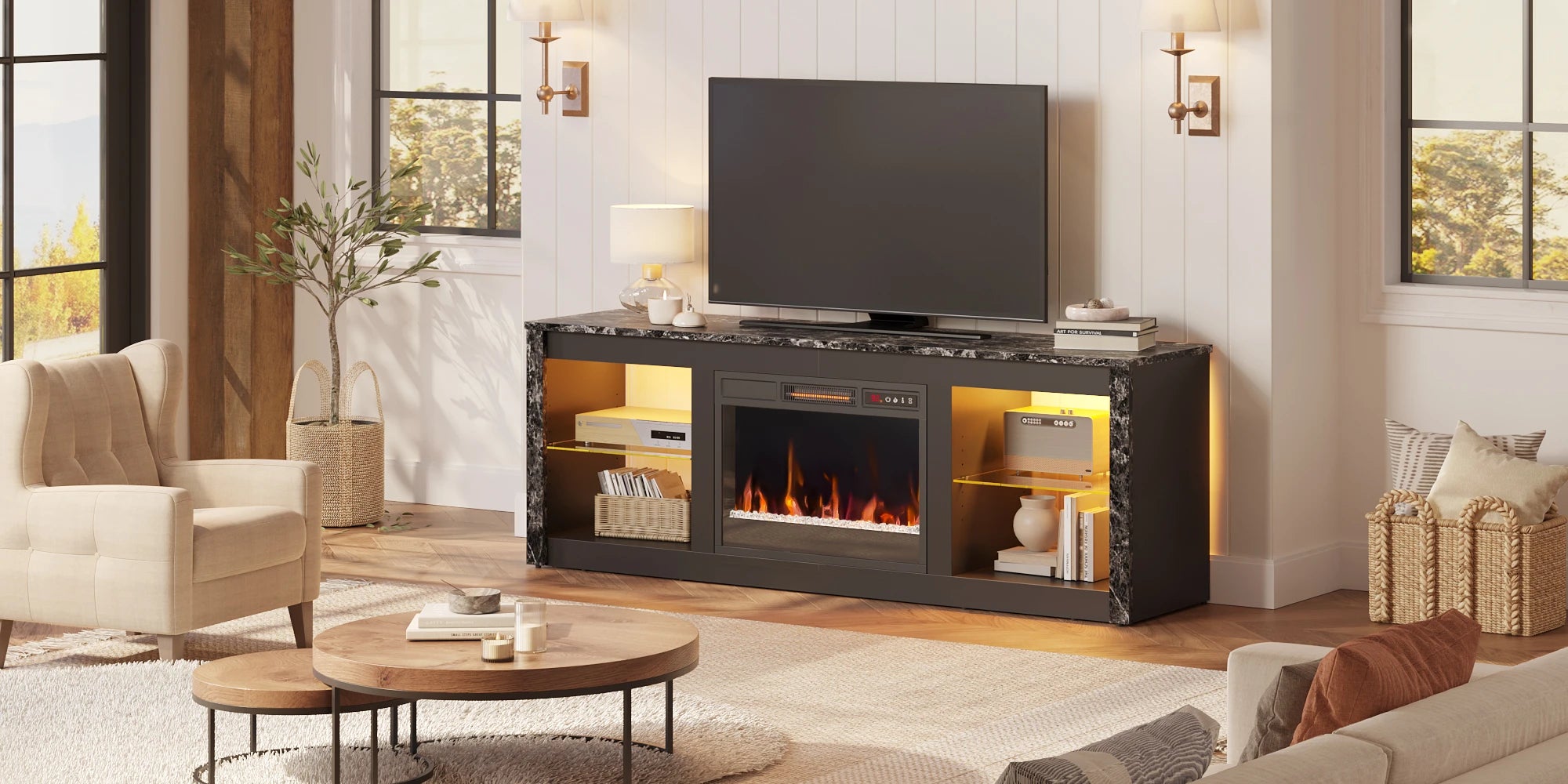 Bestier-Electric-Fireplace-TV-Stand Bestier