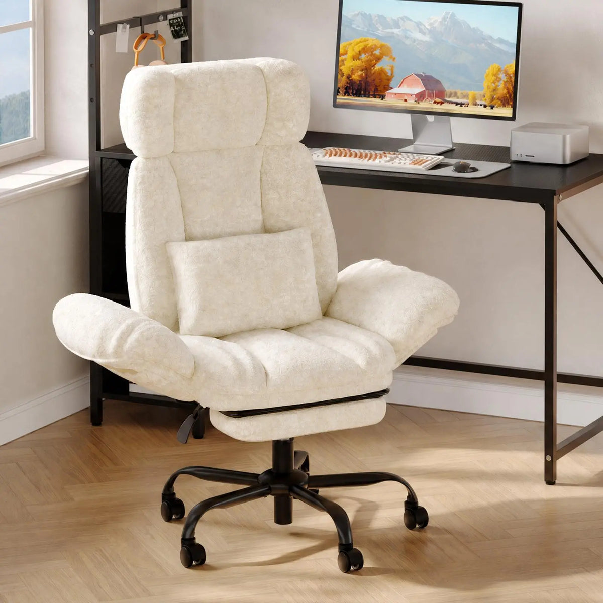 Bestier Ergonomic Office Armchair - Height-Adjustable Computer Chair with Massage Function, Headrest, Flip-Up Arms, Criss-Cross Base for Home Office, Vanity Use Bestier