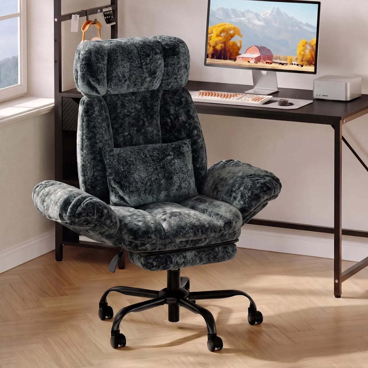 Bestier Ergonomic Office Armchair - Height-Adjustable Computer Chair with Massage Function, Headrest, Flip-Up Arms, Criss-Cross Base for Home Office, Vanity Use Bestier