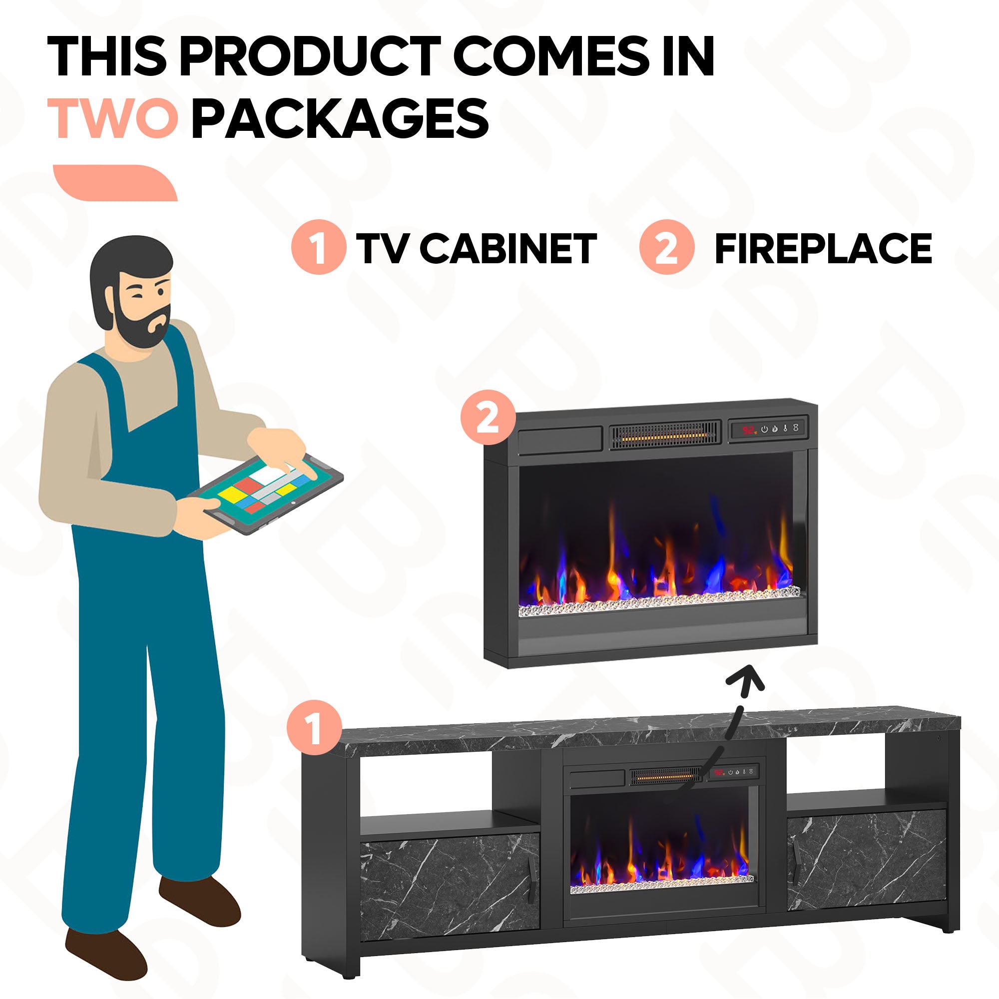 Bestier 71" Modern Fireplace TV Stand for TVs up to 75", LED Entertainment Center Gaming TV Console with 23" Remote Control Electric Fireplace