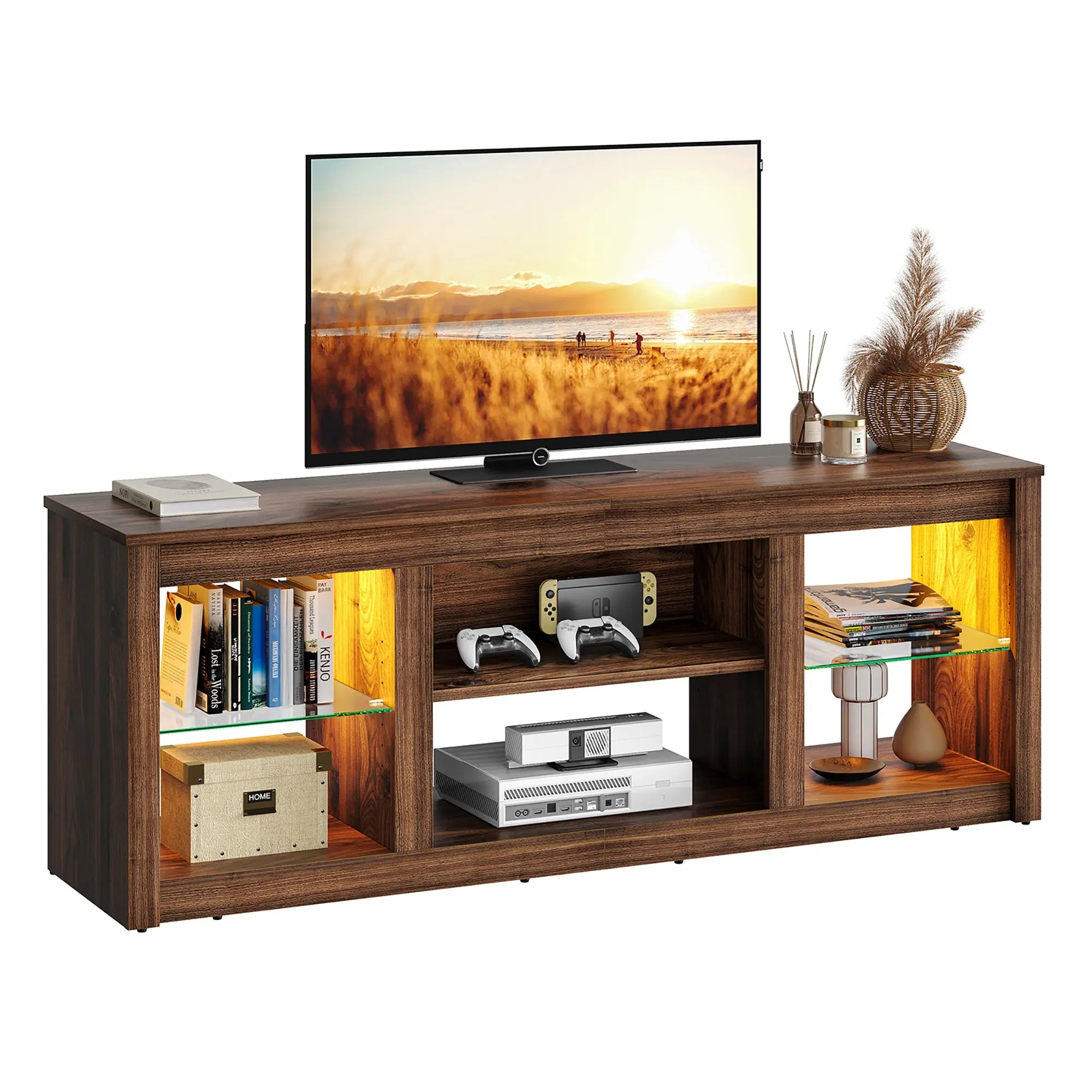 Bestier LED TV Stand for TVs up to 70", Entertainment Center with Storage Shelves Bestier