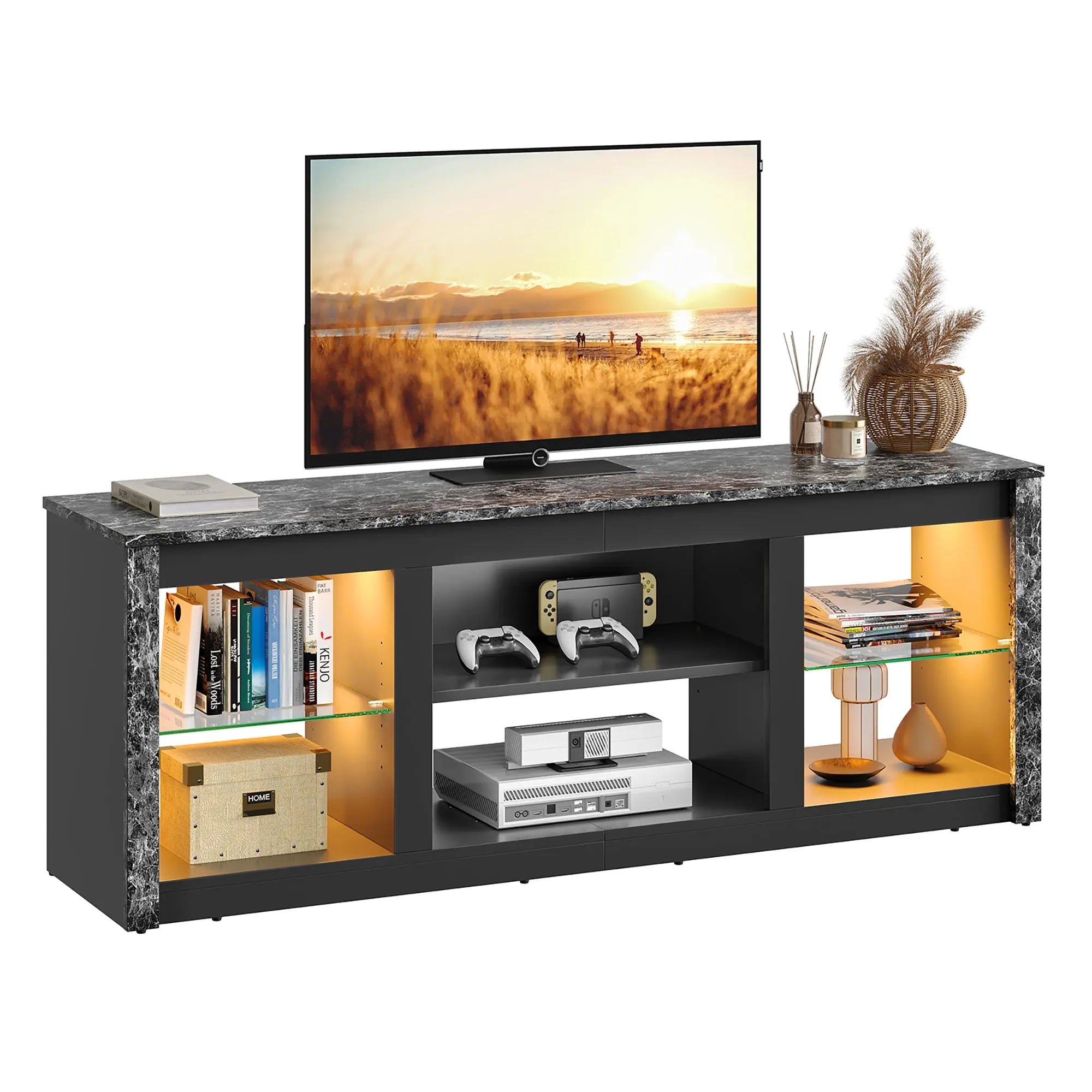 Bestier LED TV Stand for TVs up to 70", Entertainment Center with Storage Shelves Bestier