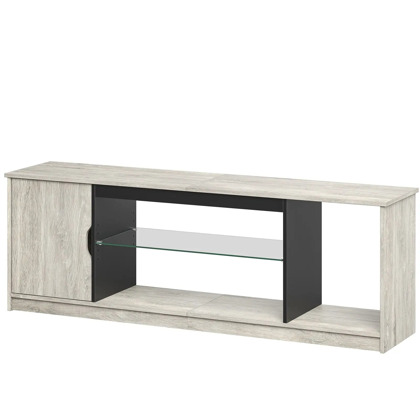 57-inch Gaming TV Stand with RGB Lights, Adjustable Glass Shelves & PS Console Storage Bestier
