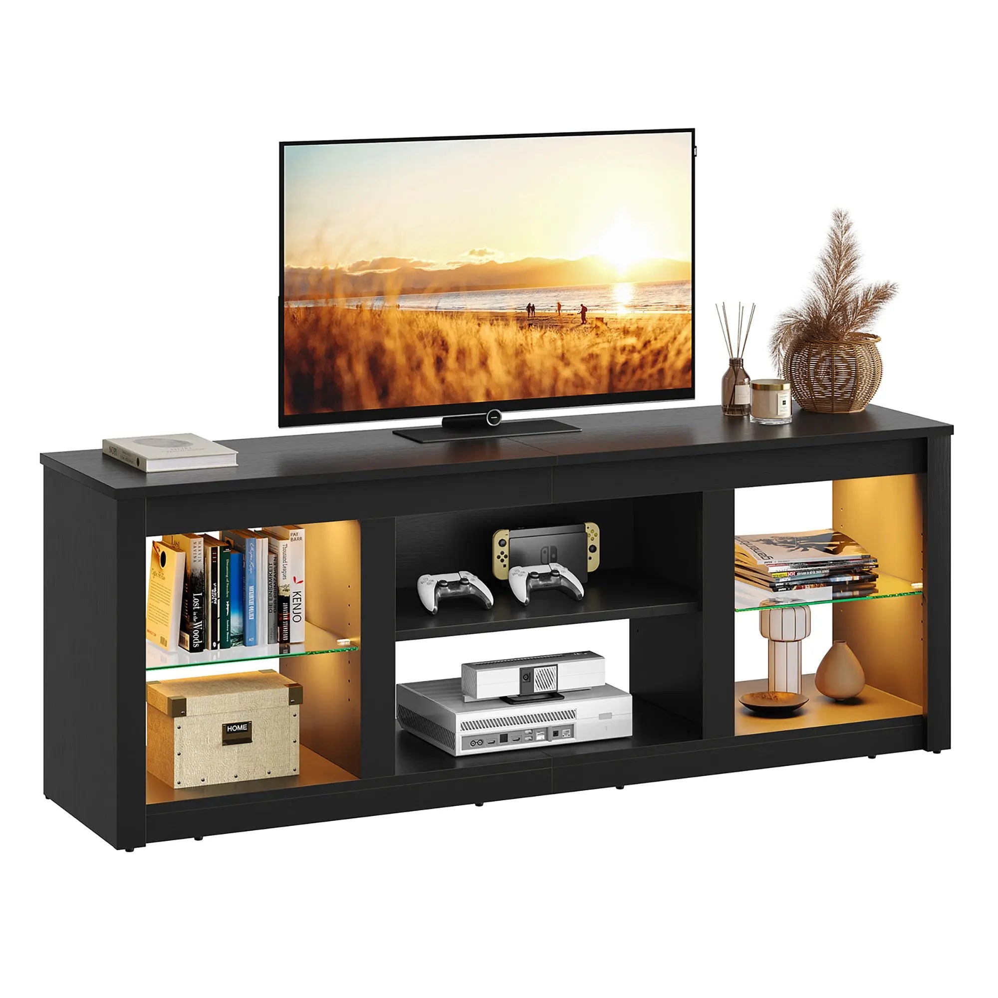 Bestier LED TV Stand for TVs up to 70", Entertainment Center with Storage Shelves Bestier