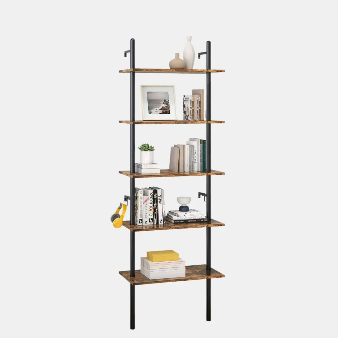 5-Tier Wall-Mounted Bookshelf