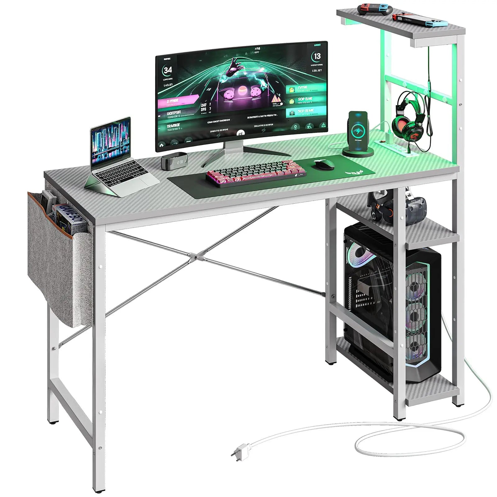 42-inch Gaming Desk with RGB Lights, Ergonomic Monitor Stand & Accessory Storage Bestier