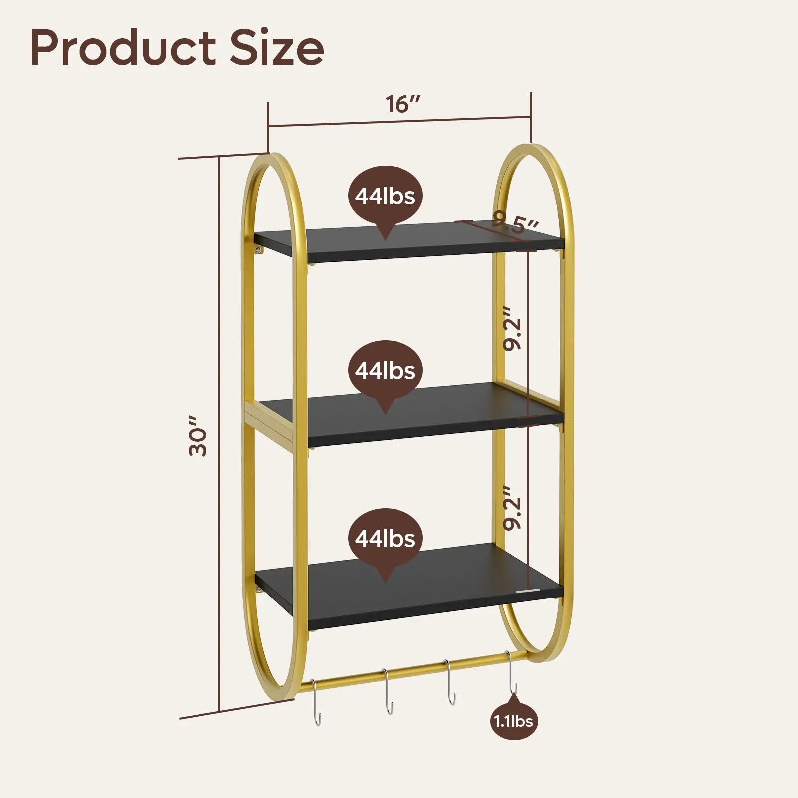 3-Tier Floating Wall Shelves with Towel Bar & Hooks - Versatile Home Storage Bestier