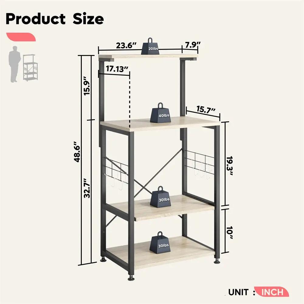 the size of 4-Tier Kitchen Bakers Rack with Wheels - Bestier