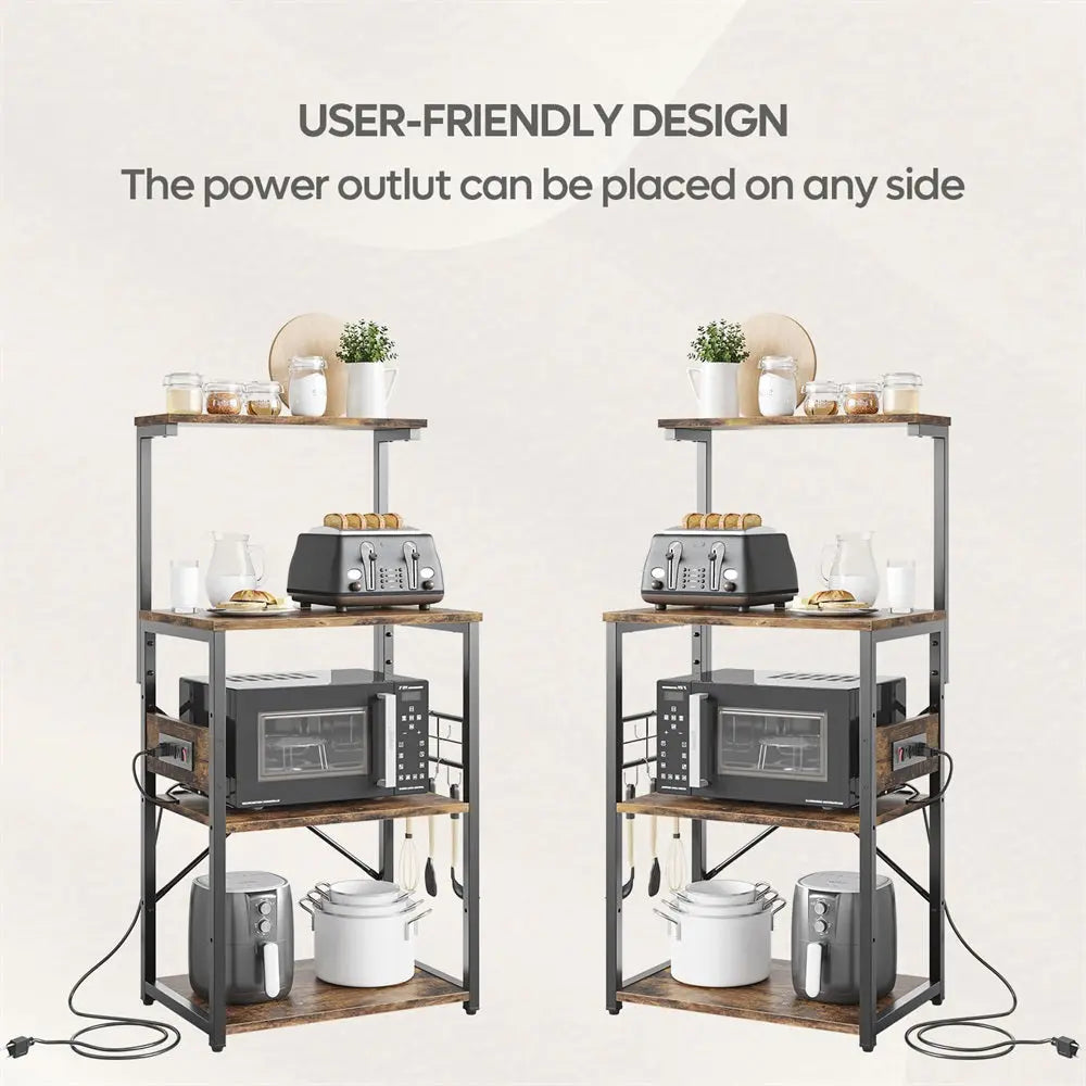 two 4-Tier Kitchen Microwave Stand Cart with Power Outlet - Bestier
