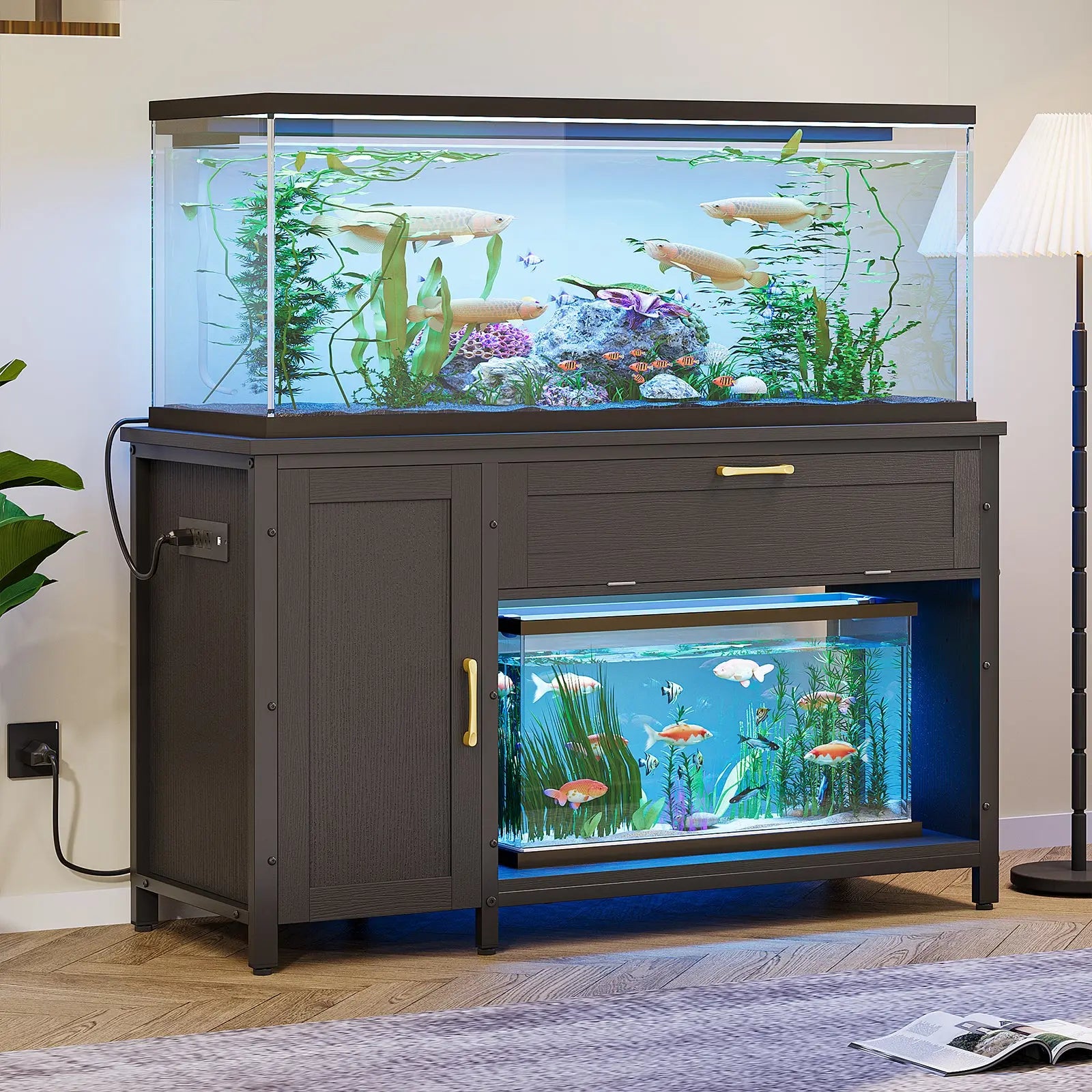 55-75 Gallon Wooden Fish Tank Stand with Storage Cabinet Supports Up to 730 lbs Bestier