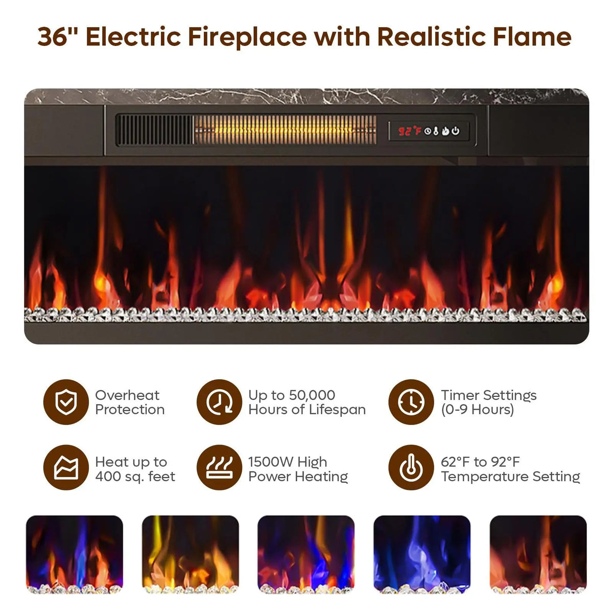 Bestier 70-in Indoor Fireplace TV Stand - RGB Lights, Open Storage, 36-in Insert (Fireplace TV Stands Category), Indoor Use Bestier
