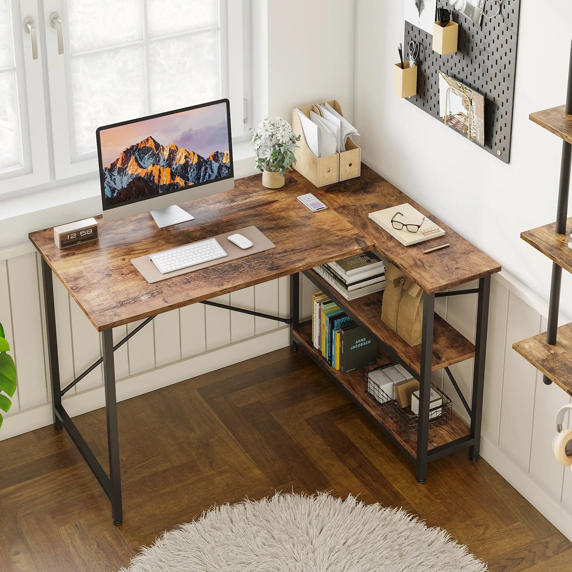 Bestier 47-inch Small L Shaped Desk with Storage Shelves Corner Gaming Computer Desk Bestier