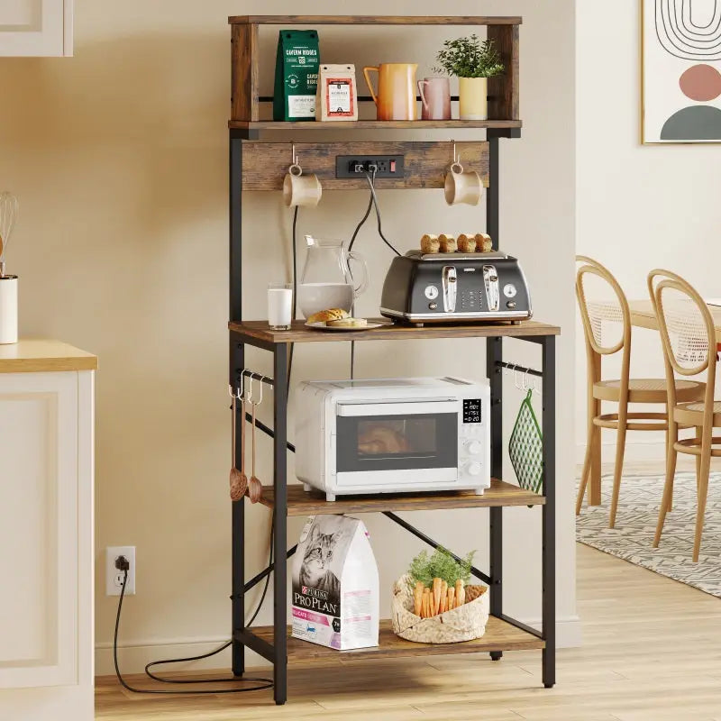 Kitchen Bakers Rackof Rustic Brown with Power Outlets