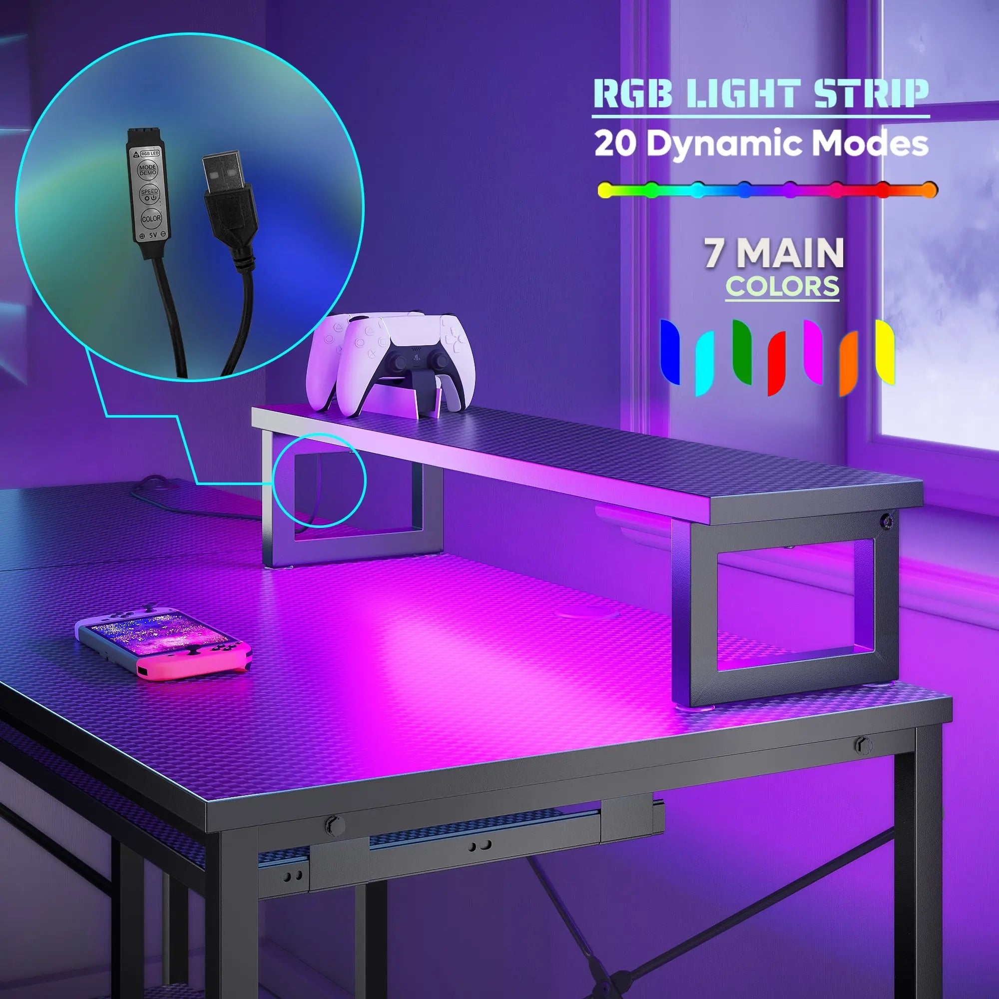 Bestier L Shaped Gaming Desk or 2 Person Long Table with Shelves Monitor Stand and Keyboard Tray Bestier