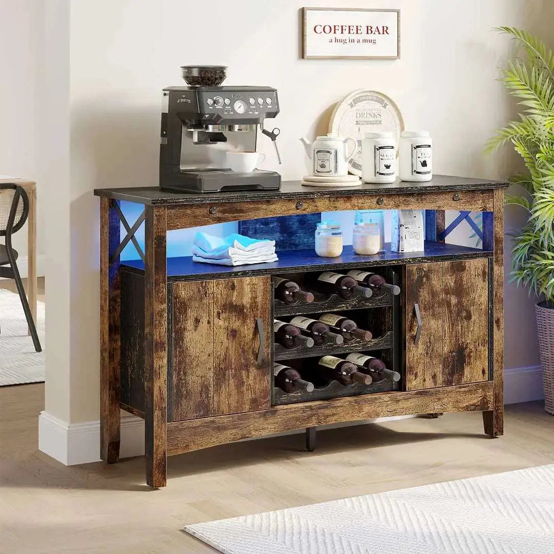 Bestier 50'' Bar Cabinet with Removable Wine Rack